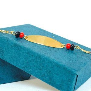 14K Gold Filled Baby ID Bracelet Azabache Figaro Link 5"/ Kids Bracelet/ Pulsera